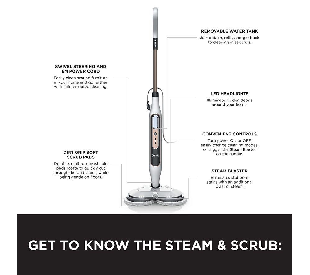 SHARK Steam & Scrub S8201UK Steam Mop - White image number 10 of 10