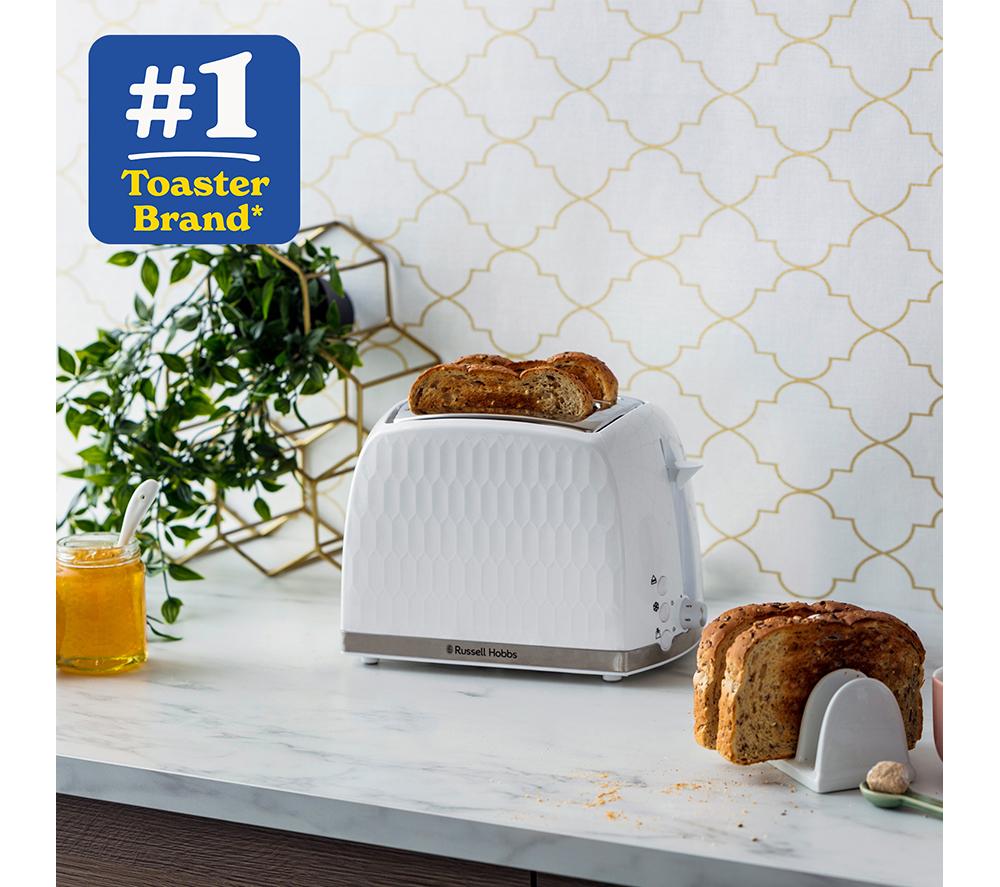 RUSSELL&nbsp;HOBBS Honeycomb 2-Slice Toaster - White image number 2 of 9