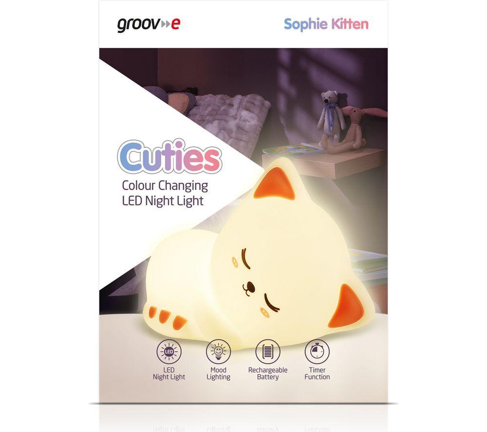 GROOV-E Cuties Sophie Kitten Kids Multicolour Night Light - USB Rechargeable image number 4 of 4