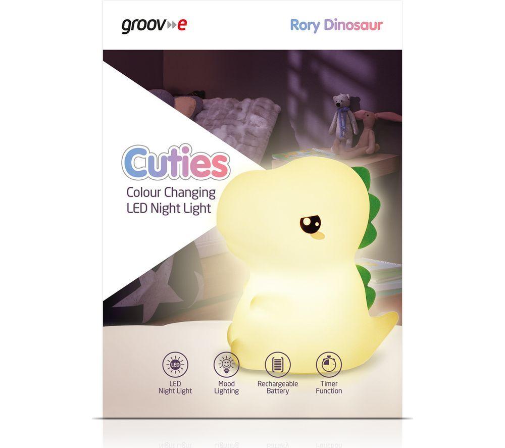 GROOV-E Cuties Rory Dinosaur Kids Multicolour Night Light - USB Rechargeable image number 3 of 3