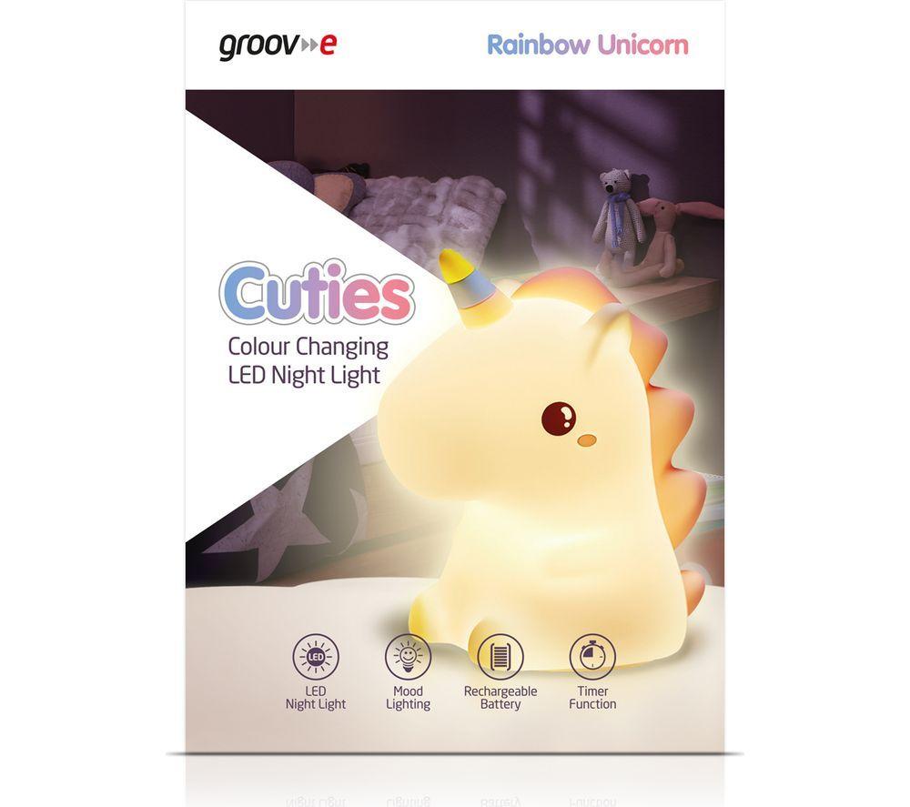 GROOV-E Cuties Rainbow Unicorn Kids Multicolour Night Light - USB Rechargeable image number 4 of 5