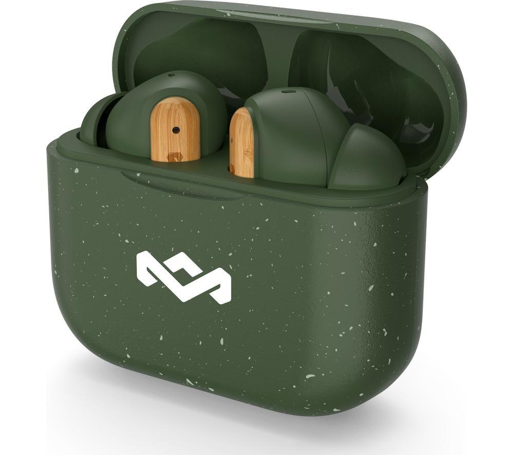 HOUSE OF MARLEY Little Bird EM-JE123-GR Wireless Bluetooth Earbuds - Green & Brown image number 4 of 6