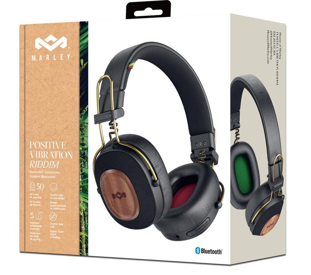 HOUSE OF MARLEY Positive Vibration Riddim Wireless Bluetooth Noise-Cancelling Headphones - Black & Gold image number 5 of 5