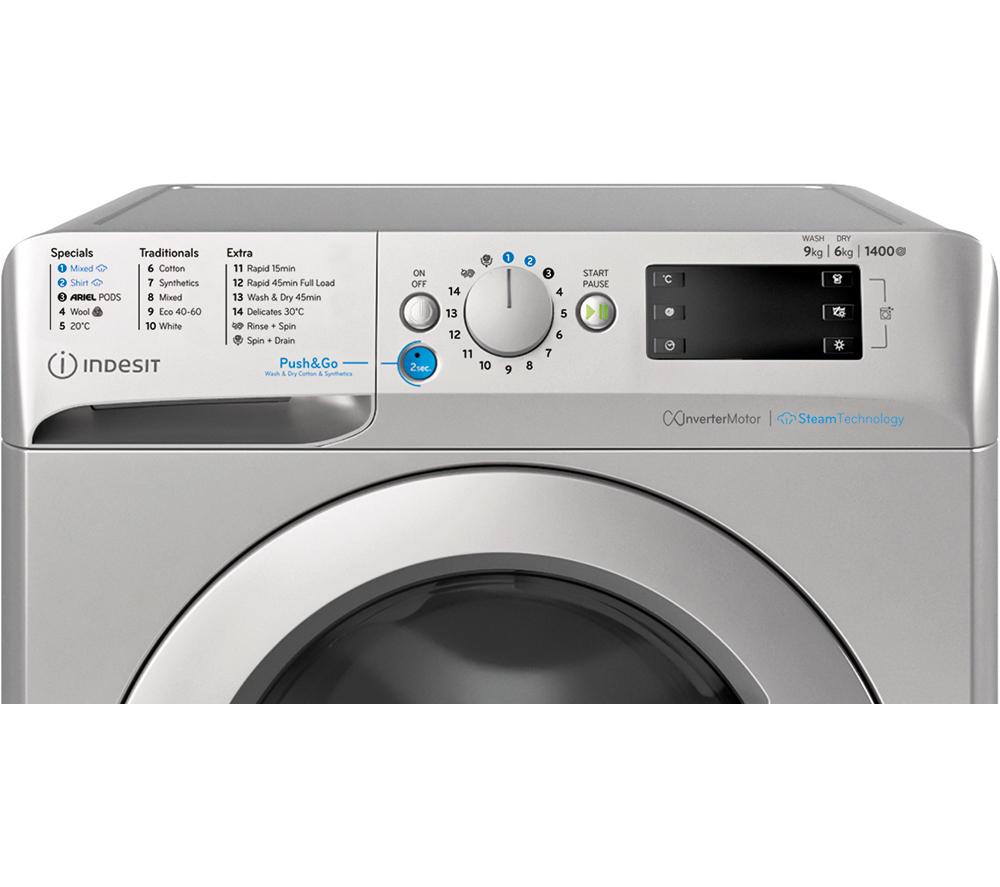 INDESIT Innex Steam Push&Go BDE 96436 SV UK 9 kg Washer Dryer - Silver image number 4 of 11
