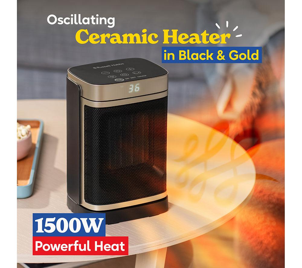 RUSSELL HOBBS RHCH2001G Ceramic Fan Heater - Black & Gold image number 2 of 18