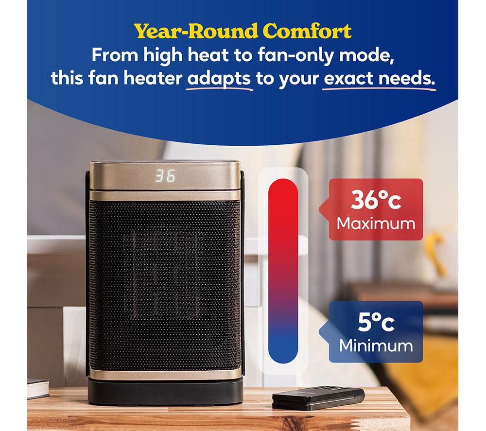 RUSSELL HOBBS RHCH2001G Ceramic Fan Heater - Black & Gold image number 6 of 18