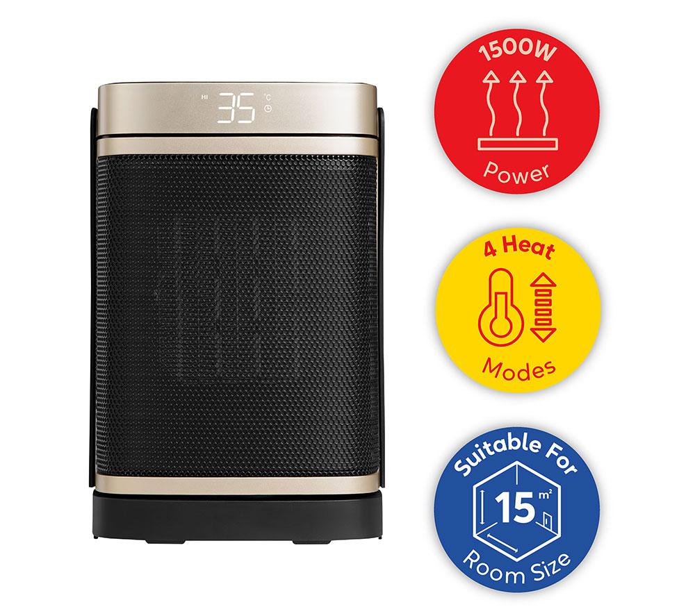 RUSSELL HOBBS RHCH2001G Ceramic Fan Heater - Black & Gold image number 12 of 18