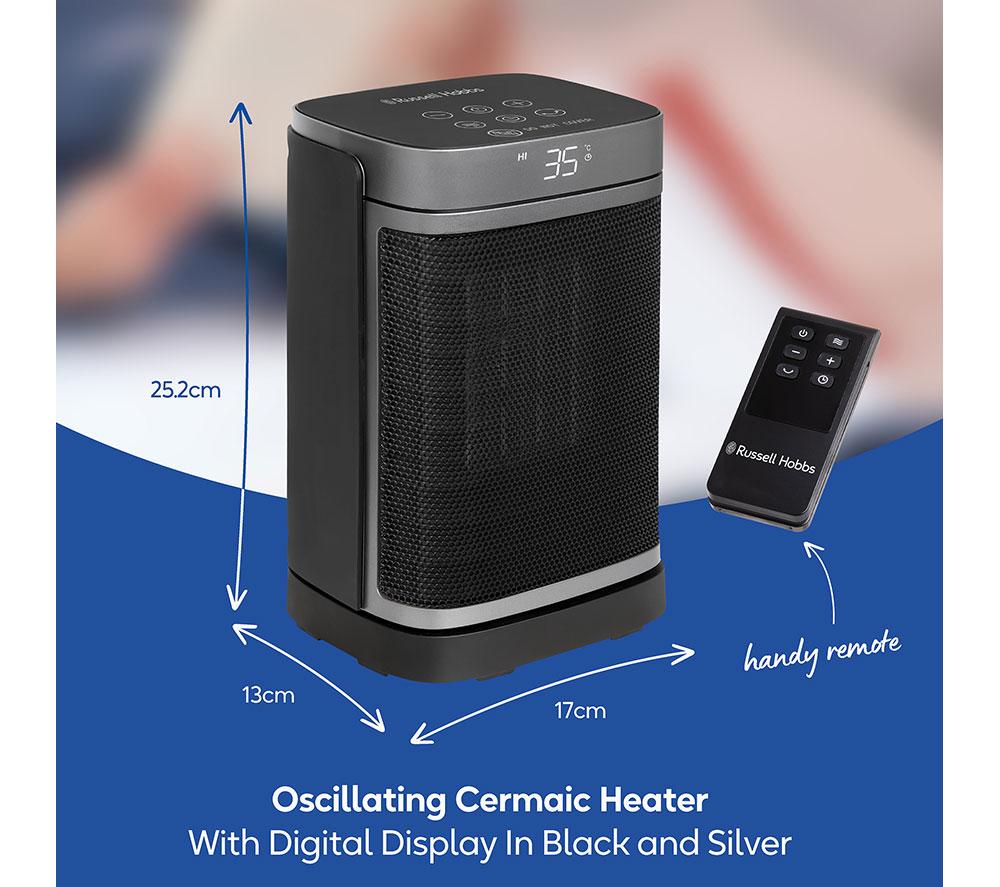 RUSSELL HOBBS RHCH2001S Ceramic Fan Heater - Black & Silver image number 8 of 17