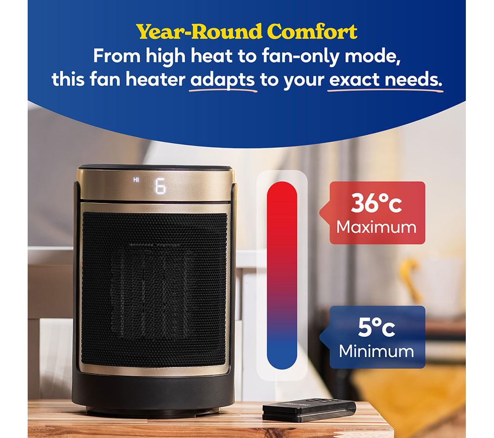 RUSSELL HOBBS RHCH2002G Ceramic Fan Heater - Black & Gold image number 5 of 16
