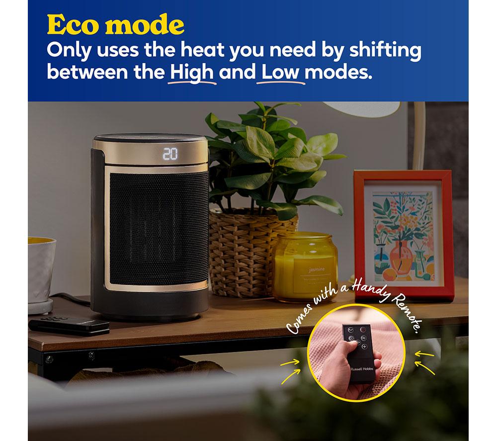 RUSSELL HOBBS RHCH2002G Ceramic Fan Heater - Black & Gold image number 6 of 16