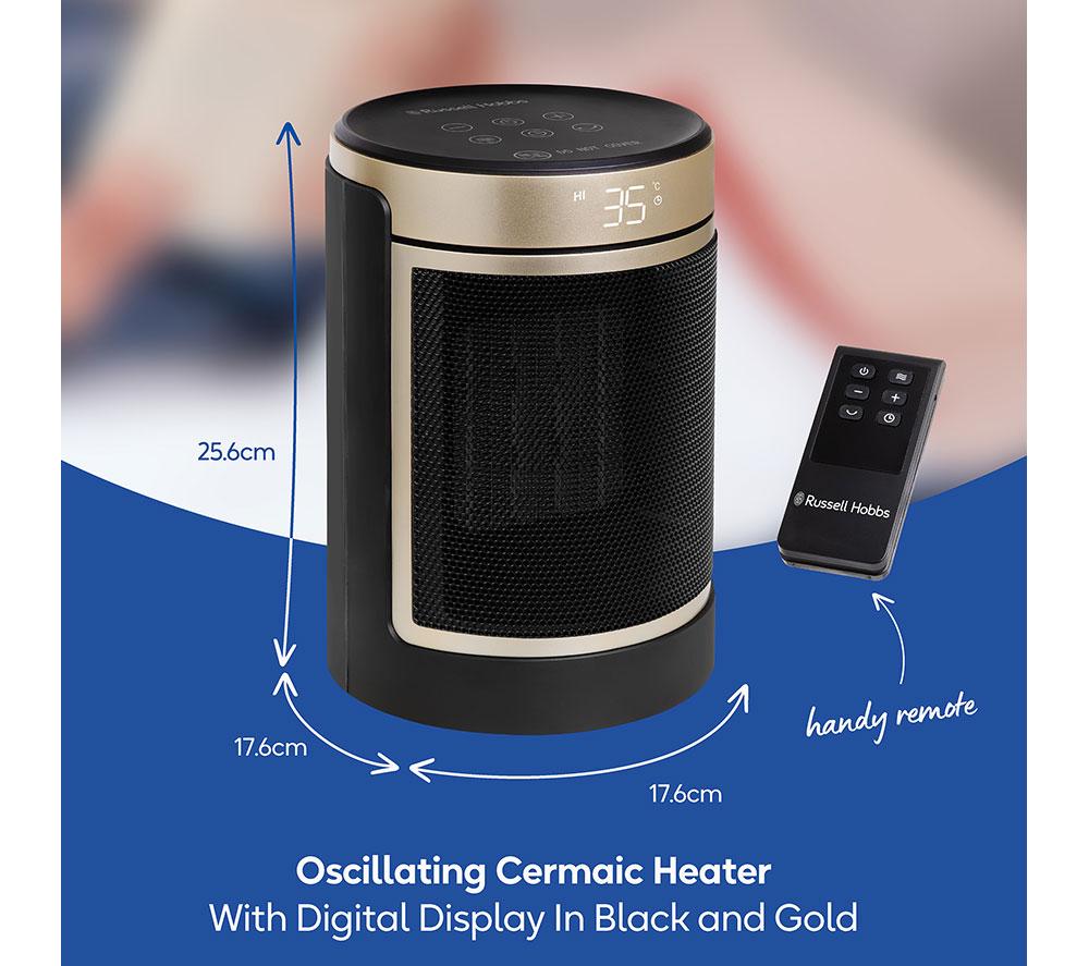 RUSSELL HOBBS RHCH2002G Ceramic Fan Heater - Black & Gold image number 8 of 16