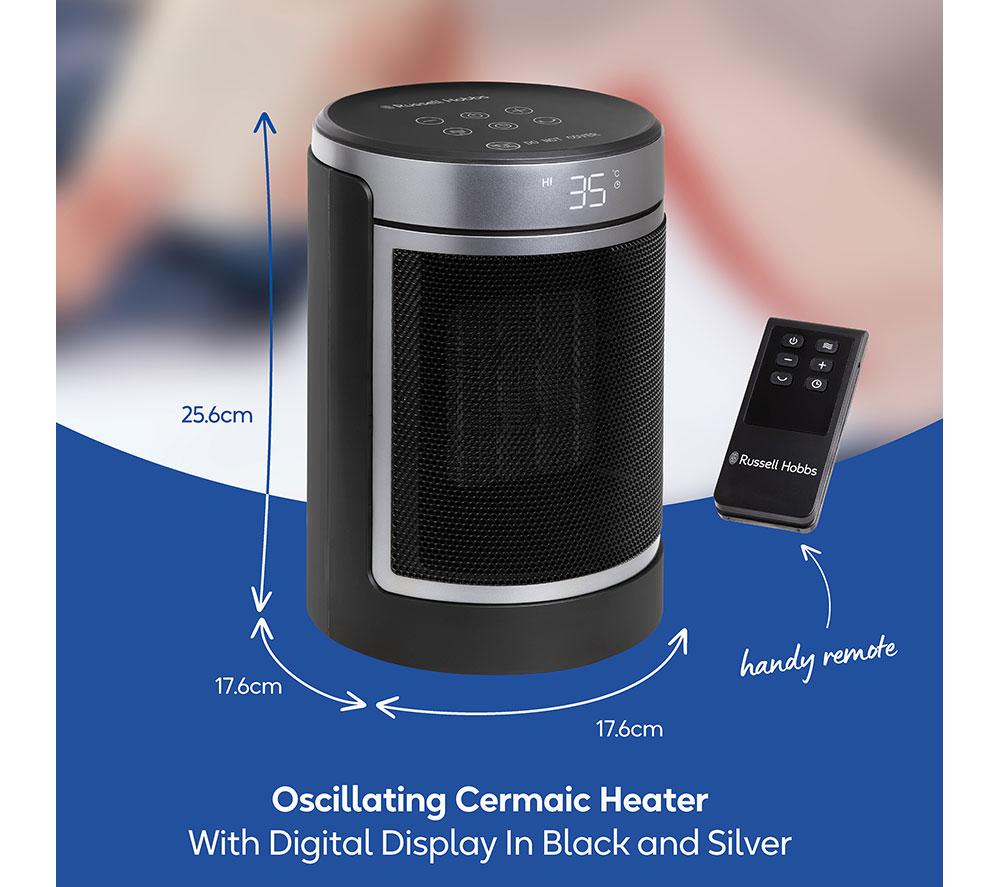 RUSSELL HOBBS RHCH2002S Ceramic Fan Heater - Black & Silver image number 8 of 15