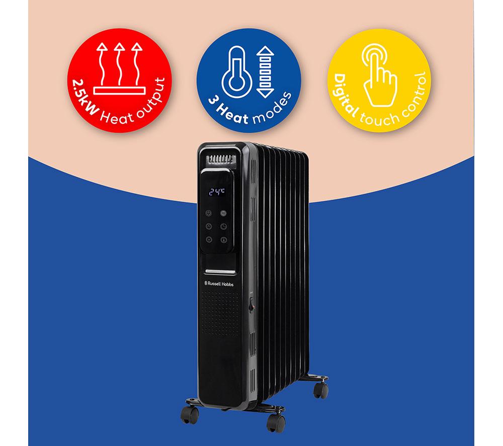 RUSSELL HOBBS RHOFR2521B-D Portable Oil-Filled Radiator - Black image number 6 of 9