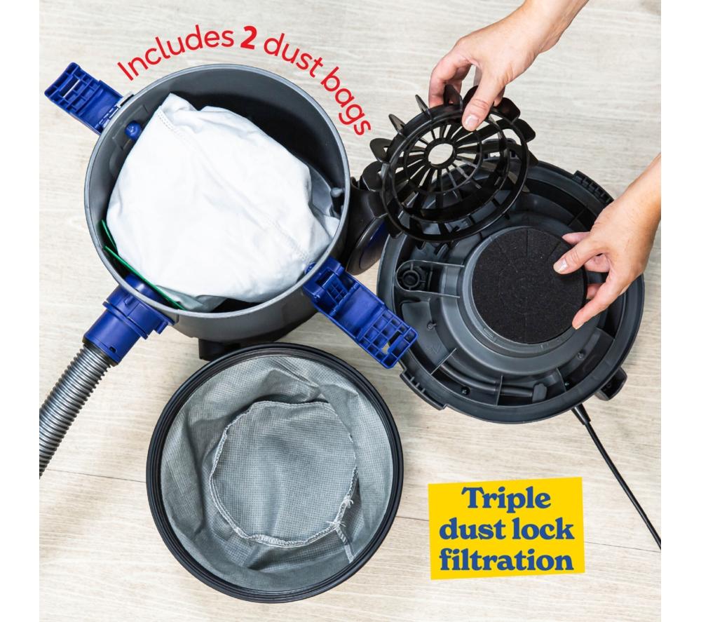 RUSSELL HOBBS Tidy Tub RHTV2001 Cylinder Bagged Vacuum Cleaner - Blue & Grey image number 12 of 12