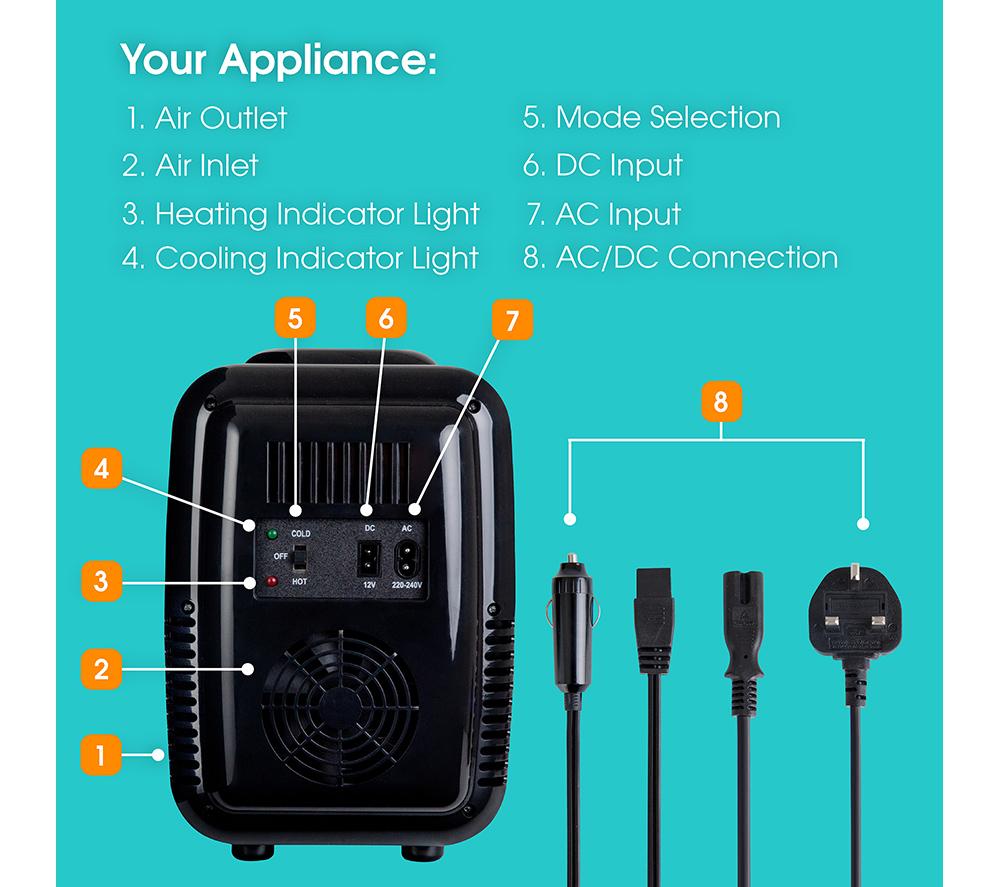 ABODE Retro A4CLR201B Mini Cooler - Black image number 11 of 12