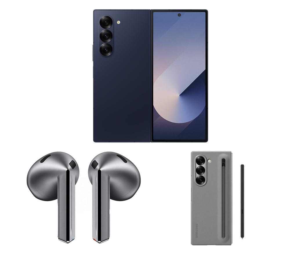 SAMSUNG Galaxy Z Fold6 (256 GB, Navy), Galaxy Buds3 Earbuds, Z Fold6 Case & S Pen Bundle
