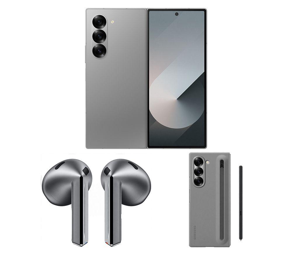 SAMSUNG Galaxy Z Fold6 (512 GB, Silver), Galaxy Buds3 Earbuds, Z Fold6 Case & S Pen Bundle