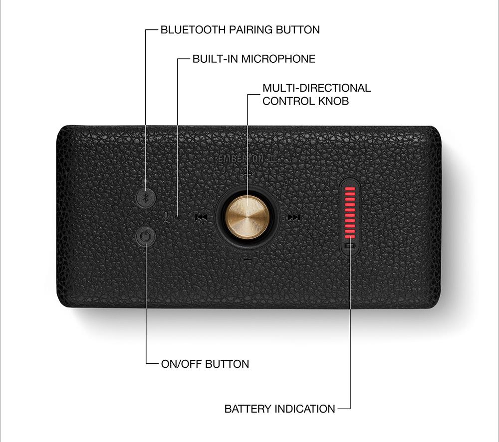 MARSHALL Emberton III Portable Bluetooth Speaker - Black & Brass image number 6 of 13