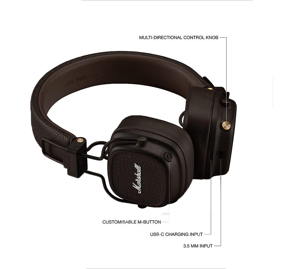 Buy MARSHALL Major V Wireless Bluetooth Headphones - Brown | Currys