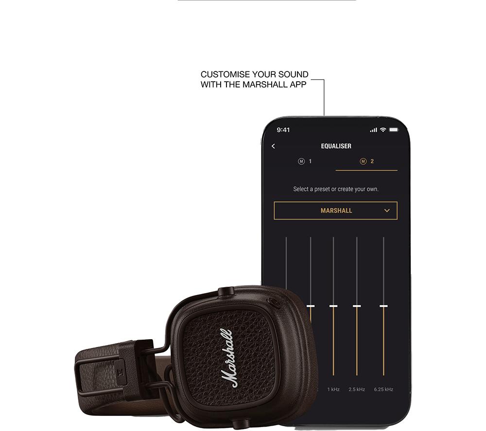 Buy MARSHALL Major V Wireless Bluetooth Headphones - Brown | Currys