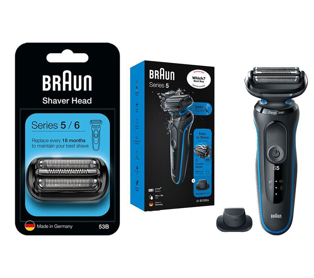 Braun Series 5 50-B1200s Wet & Dry Foil Shaver & Series 5 & 6 New Gen 53B Electric Shaver Head Replacement Bundle review