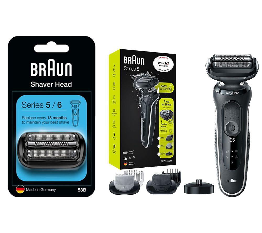 Buy BRAUN Series 5 50 B1200s Wet Dry Foil Shaver Black White Series 5 6 New Gen 53B Electric Shaver Head Replacement Black Bundle Currys