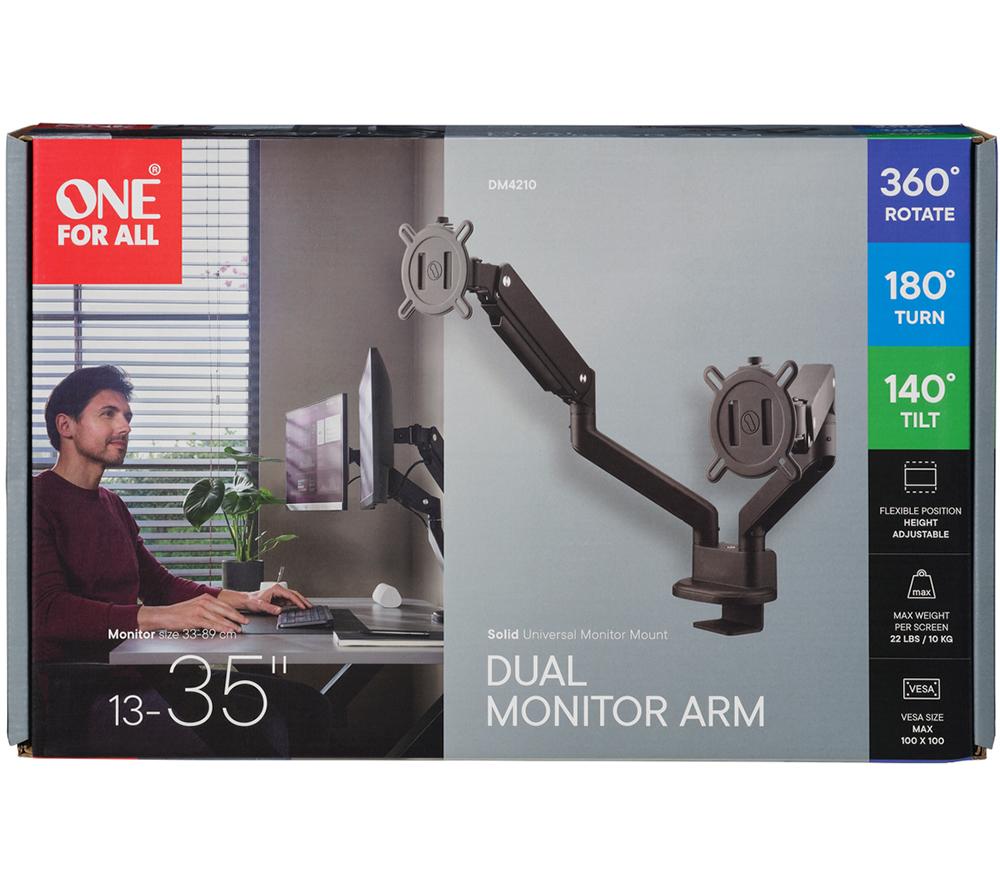 ONE FOR ALL DM4210 Dual Arm Full Motion 13-35" Monitor Desk Mount - Black image number 8 of 8