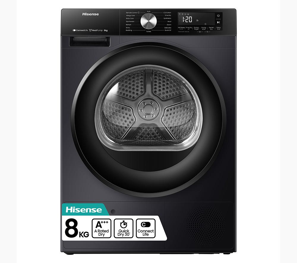 HISENSE 3S Series DH3S802BB3 WiFi-enabled 8 kg Heat Pump Tumble Dryer - Black