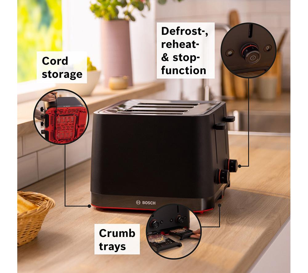 BOSCH MyMoment TAT3M143GB 4-Slice Toaster - Black image number 4 of 5