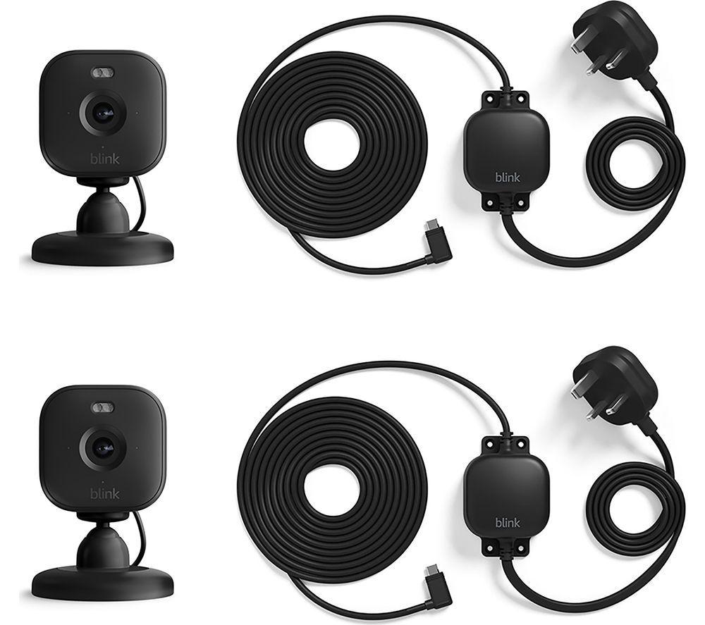 BLINK Mini 2 Full HD 1080p WiFi Security Camera with Weather Resistant Adapter - Black, Twin Pack