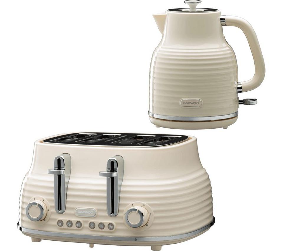 DAEWOO Sienna SDA2564GE Jug Kettle and 4-Slice Toaster Bundle - Cream