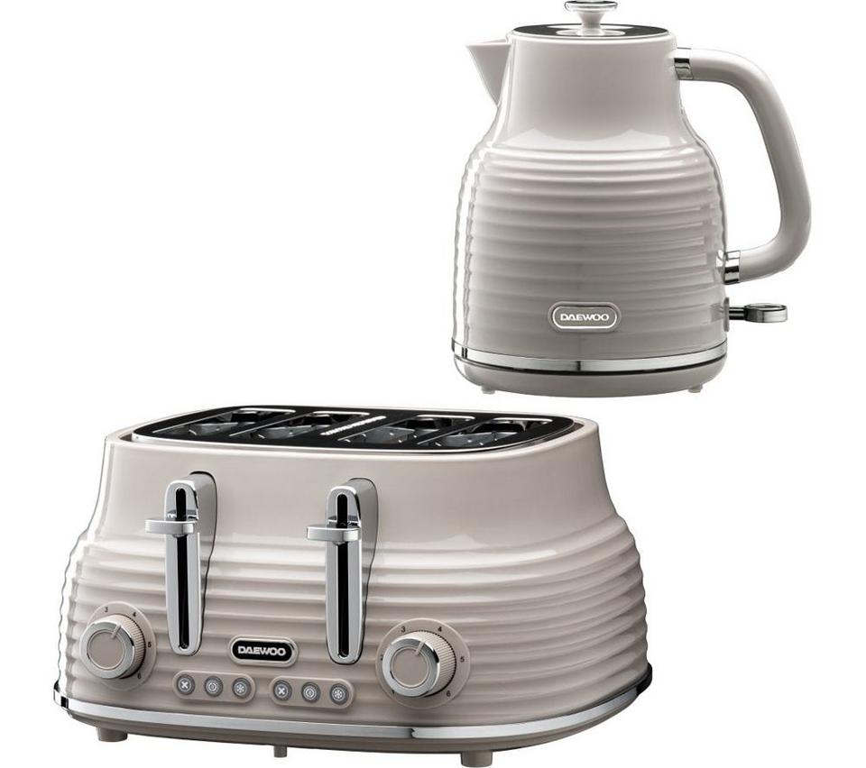 DAEWOO Sienna SDA2566GE Jug Kettle and 4-Slice Toaster Bundle - Taupe