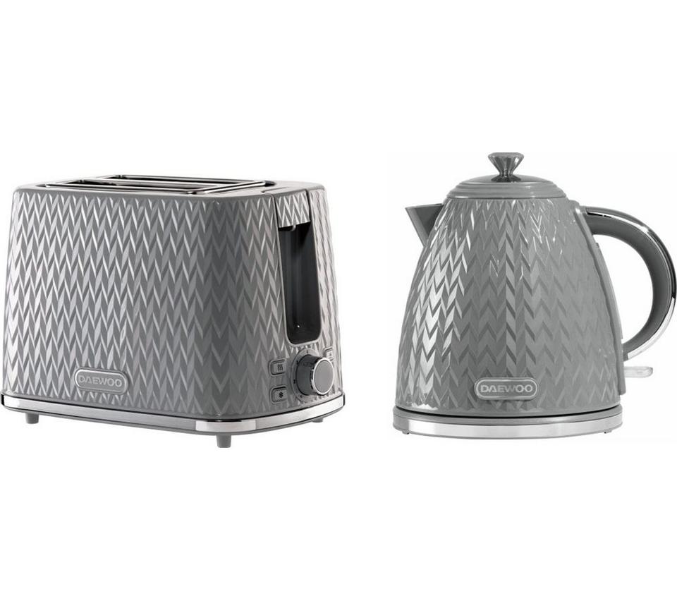 DAEWOO Argyle SDA1871GE Jug Kettle & 2-Slice Toaster Bundle - Grey
