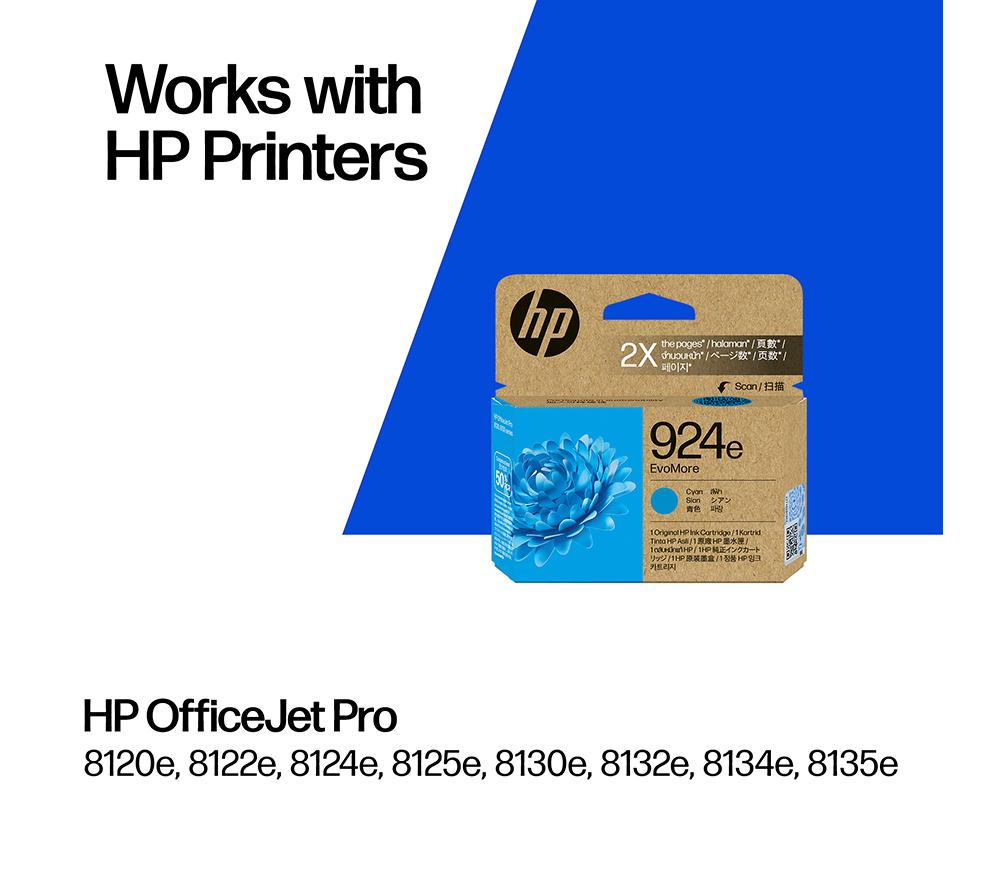 HP 924e EvoMore Cyan Ink Cartridge image number 2 of 14