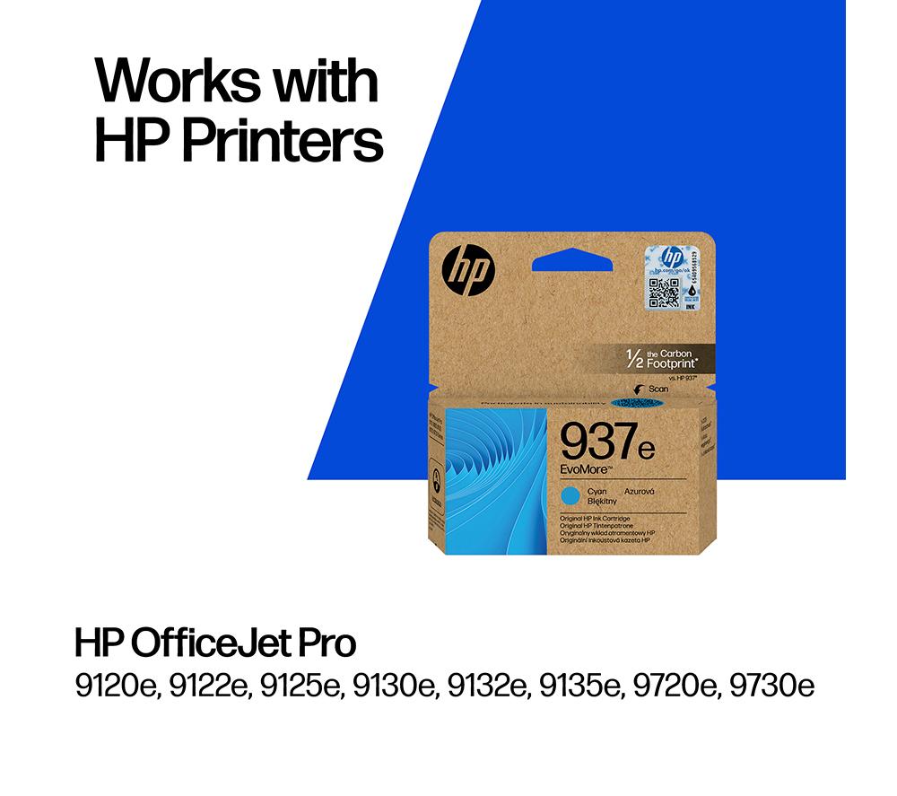 HP 937e EvoMore Cyan Ink Cartridge image number 2 of 14