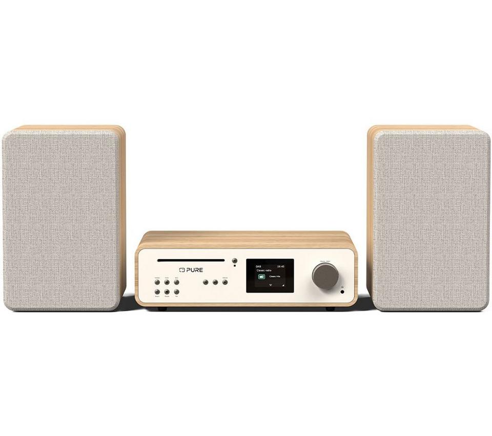 PURE Classic Stereo Traditional Hi-Fi System - Cotton White & Oak