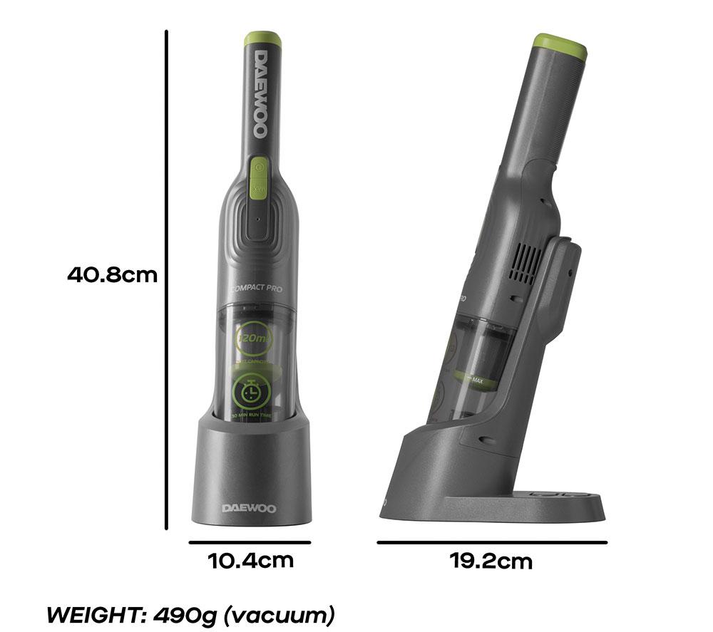 DAEWOO Compact Pro FLR00156GE Handheld Vacuum Cleaner - Grey & Green image number 7 of 7
