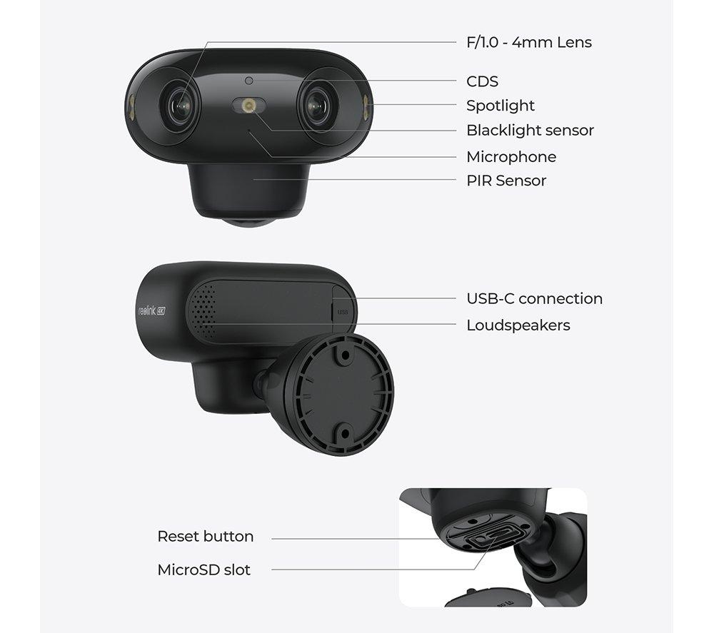REOLINK Argus Series B740X 4K Ultra HD WiFi Outdoor Security Battery Camera with Solar Panel & 64 GB Memory Card - Black image number 10 of 10