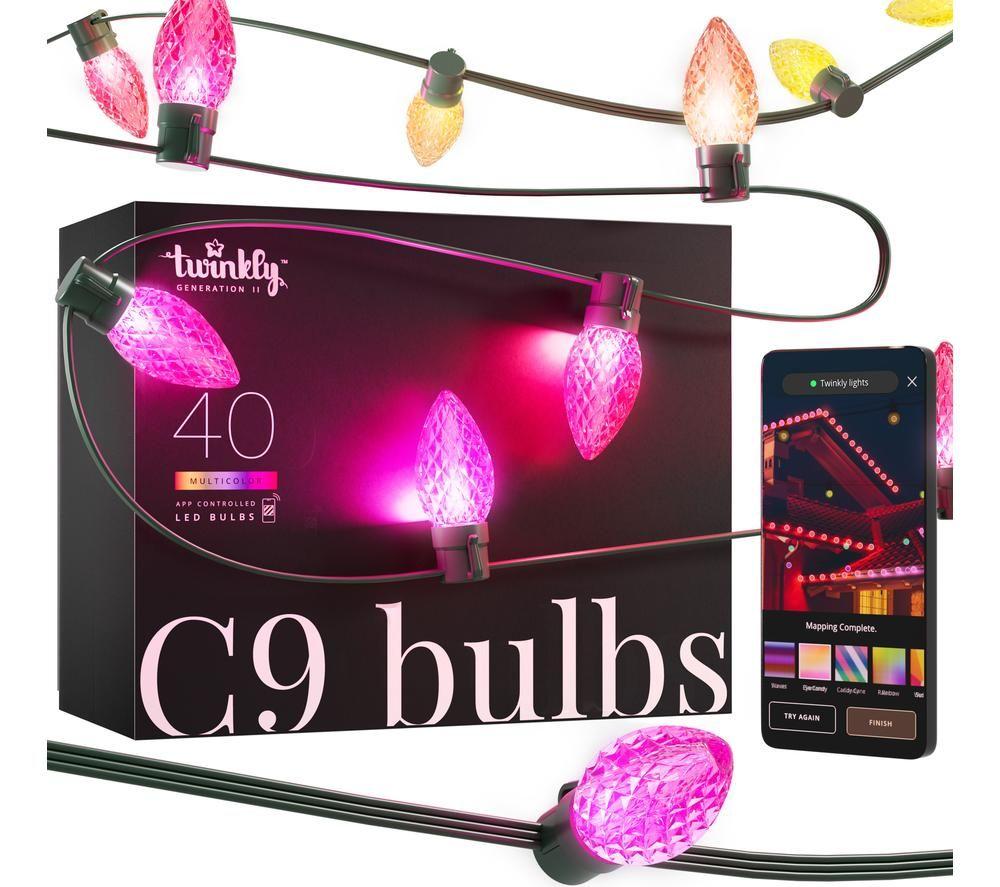 Twinkly Generation II Smart LED String Lights - C9, 40 bulbs