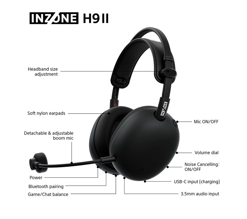 SONY INZONE H9 II Wireless Noise-Cancelling Gaming Headset - Black image number 11 of 18
