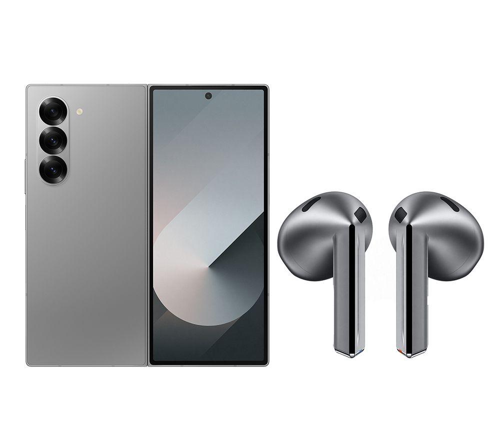 SAMSUNG Galaxy Z Fold6 & Galaxy Buds3 Wireless Bluetooth Noise-Cancelling Earbuds Bundle – 512 GB, Silver