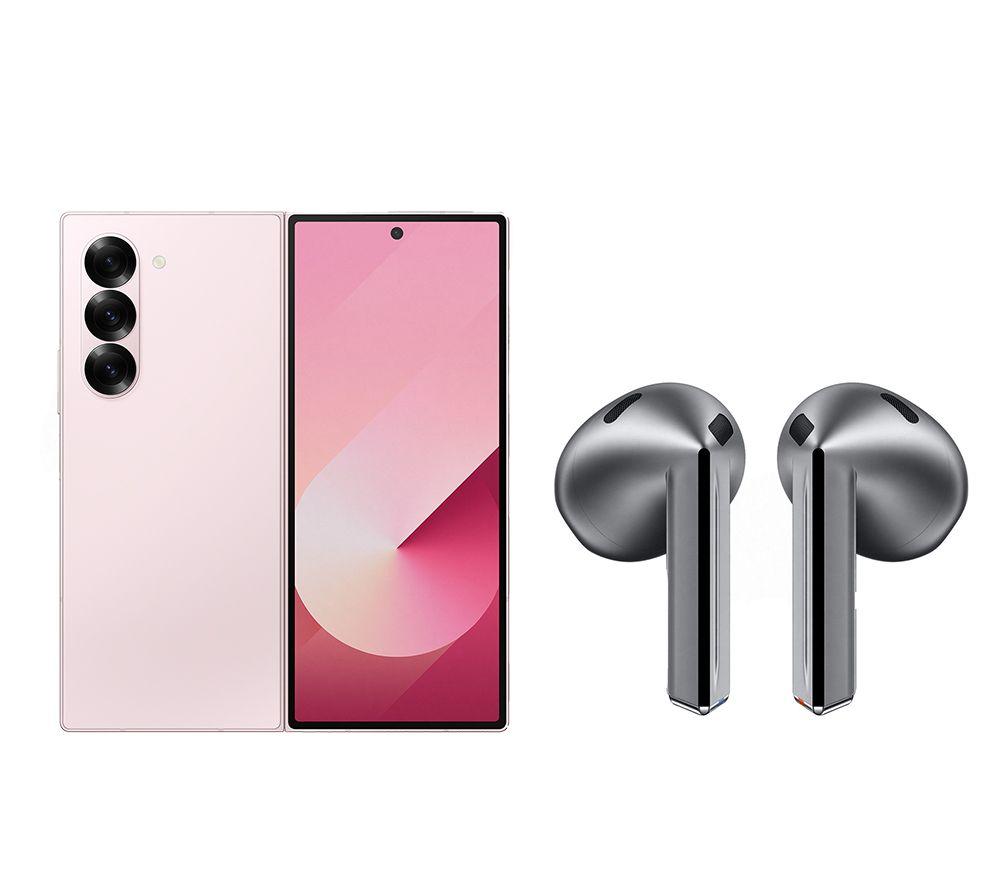 SAMSUNG Galaxy Z Fold6 & Galaxy Buds3 Wireless Bluetooth Noise-Cancelling Earbuds Bundle – 512 GB, Pink