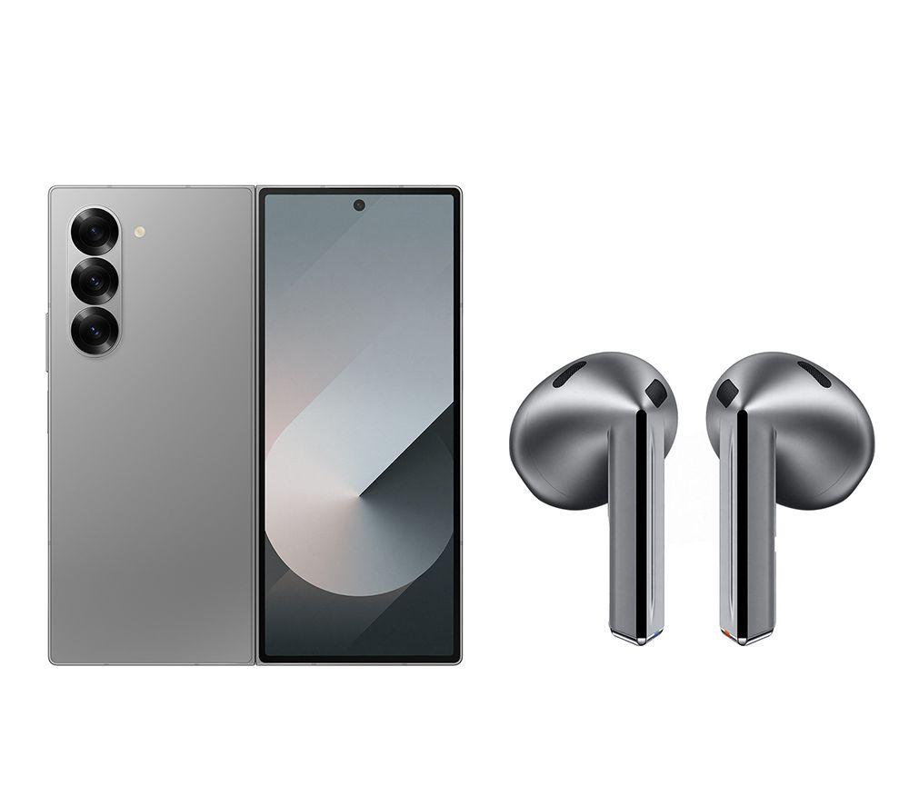 Samsung Galaxy Z Fold6 & Galaxy Buds3 Wireless Bluetooth Noise-Cancelling Earbuds Bundle - 1 TB, Silver, Silver/Grey