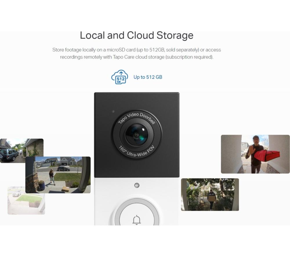 TP-LINK Tapo D210 2K 3 MP WiFi Video Doorbell with Chime - White image number 3 of 8