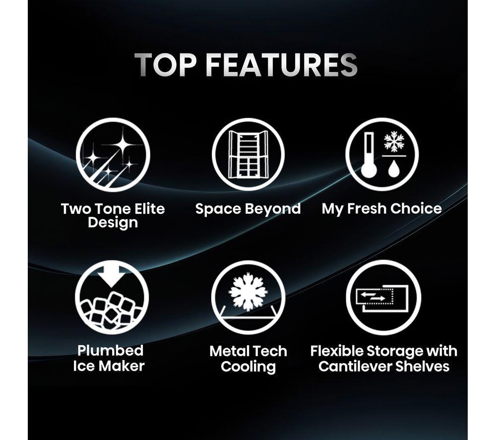 HISENSE RQ5X560SFLES Smart Fridge Freezer - Black & Stainless Steel image number 2 of 23