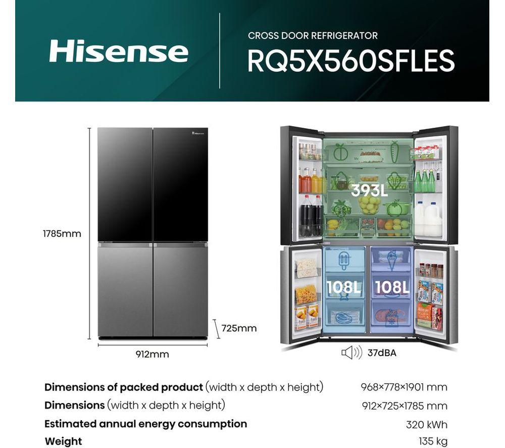 HISENSE RQ5X560SFLES Smart Fridge Freezer - Black & Stainless Steel image number 16 of 23