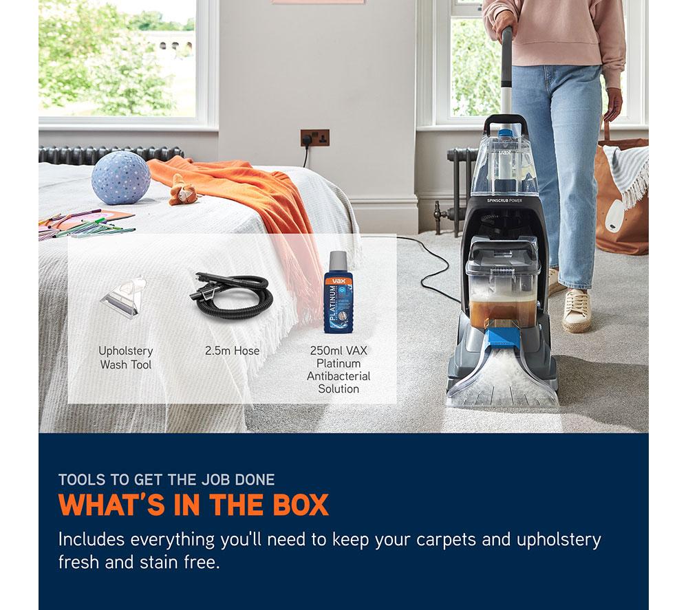 VAX SpinScrub Power Upright Carpet Cleaner - Grey & Tiger Blue image number 10 of 11