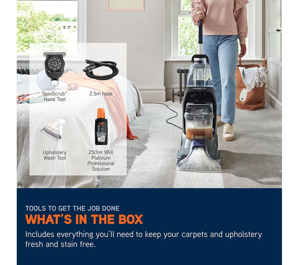 VAX SpinScrub Power Plus Upright Carpet Cleaner - Grey & Navy Blue image number 10 of 12