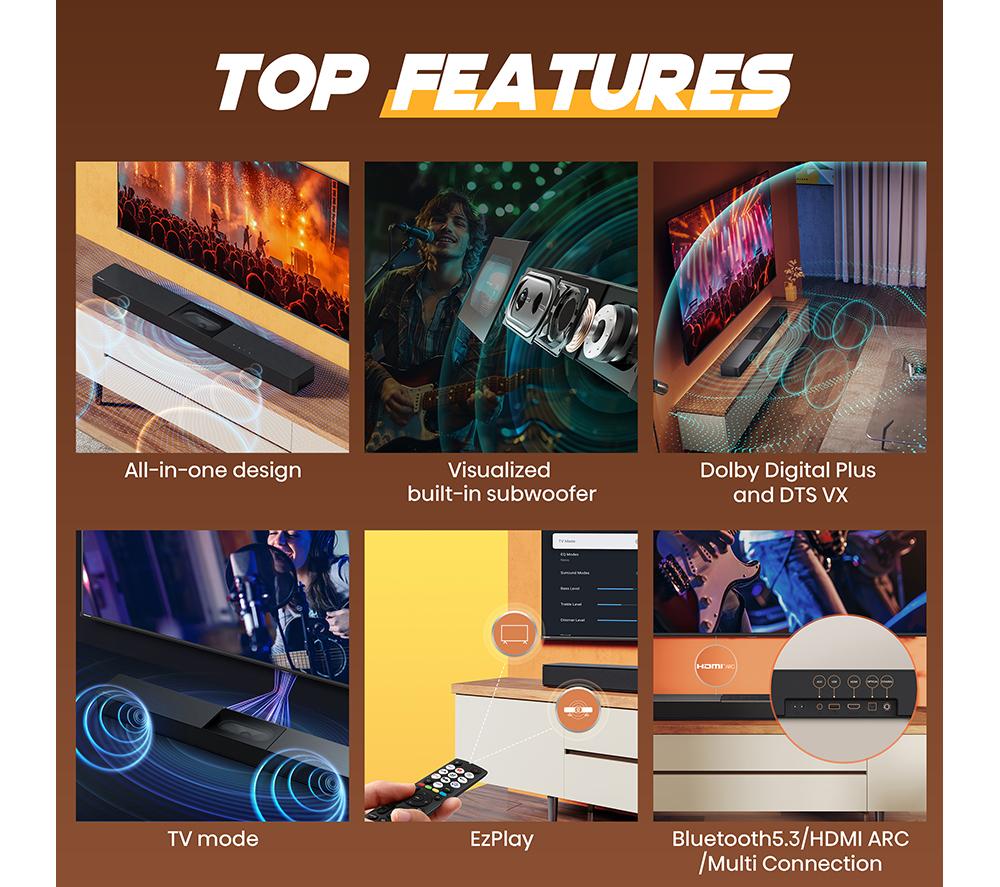 HISENSE HS2000 2.1 Compact Sound Bar with DTS Virtual:X image number 2 of 12