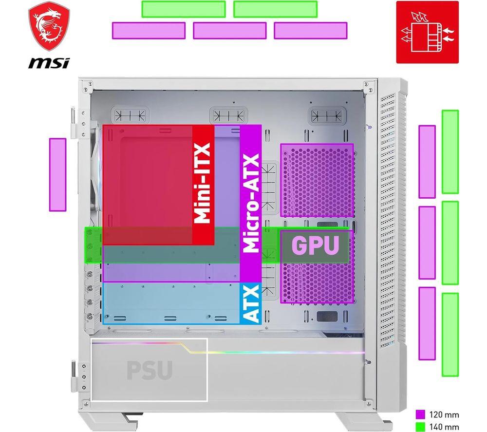 MSI MPG VELOX 100R ATX Mid-Tower PC Case - White image number 4 of 7